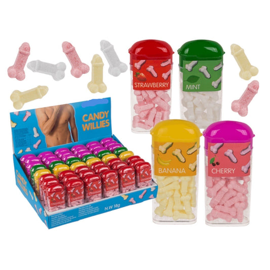 Kinky Pleasure - OB053 - Tiktak Penis Willy's - 4 Flavour - Strawberry, Banana, Mint, Cherry - 18 gr