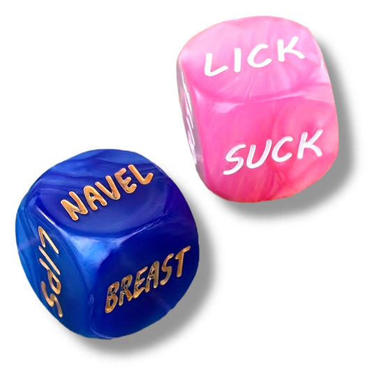 Kinky Pleasure - T196 - Sex Dice with Text – 2 Pieces – Blue & Pink