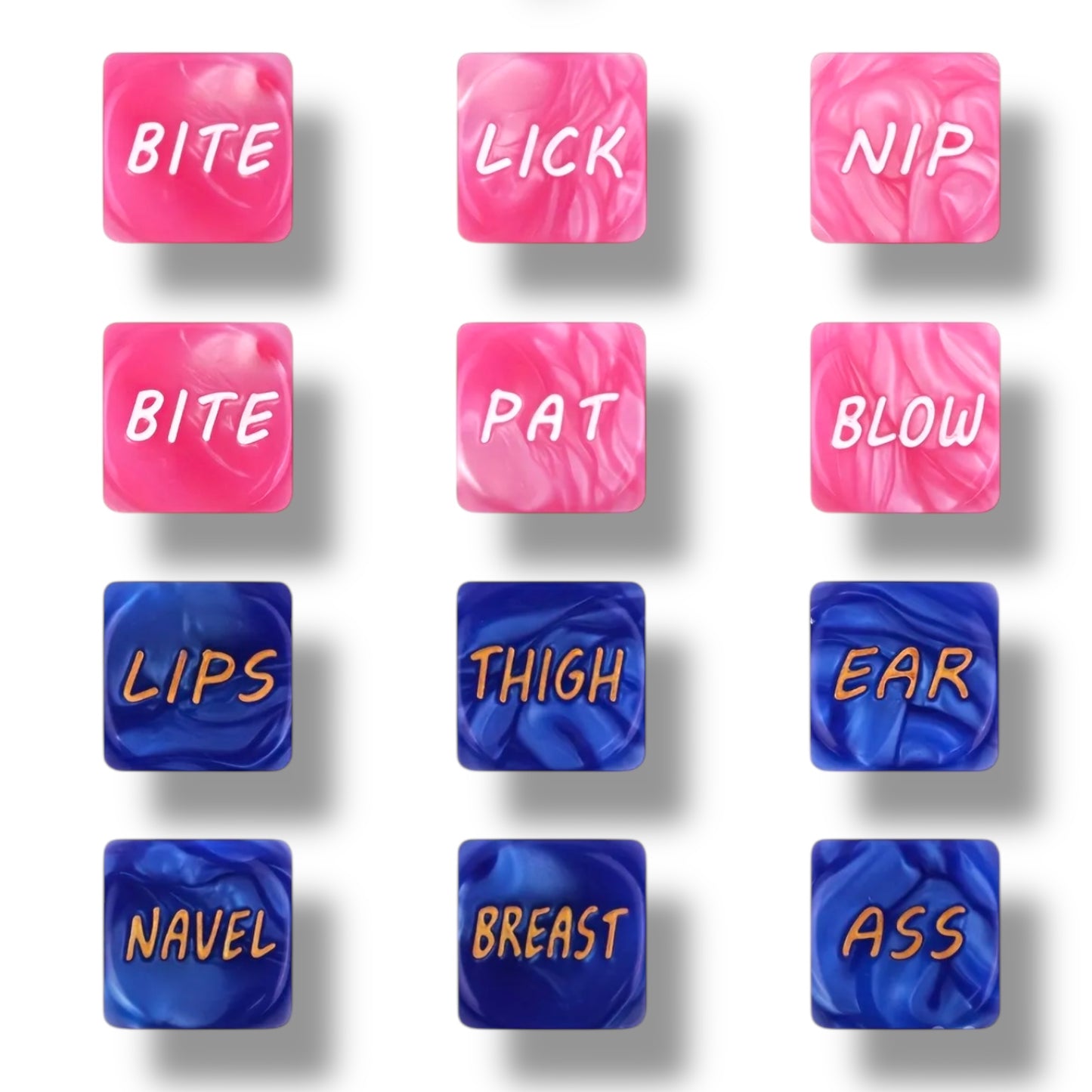 Kinky Pleasure - T196 - Sex Dice with Text – 2 Pieces – Blue & Pink