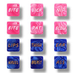 Kinky Pleasure - T196 - Sex Dice with Text – 2 Pieces – Blue & Pink