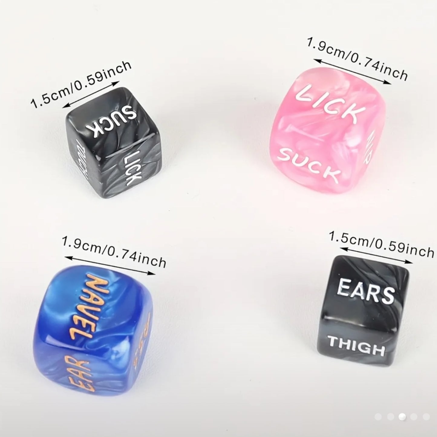 Kinky Pleasure - T196 - Sex Dice with Text – 2 Pieces – Blue & Pink