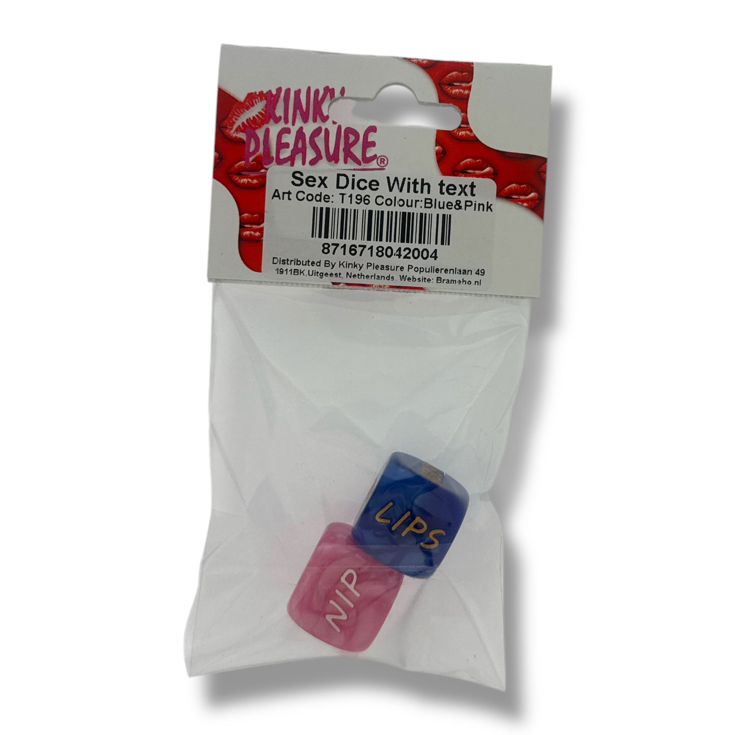 Kinky Pleasure - T196 - Sex Dice with Text – 2 Pieces – Blue & Pink
