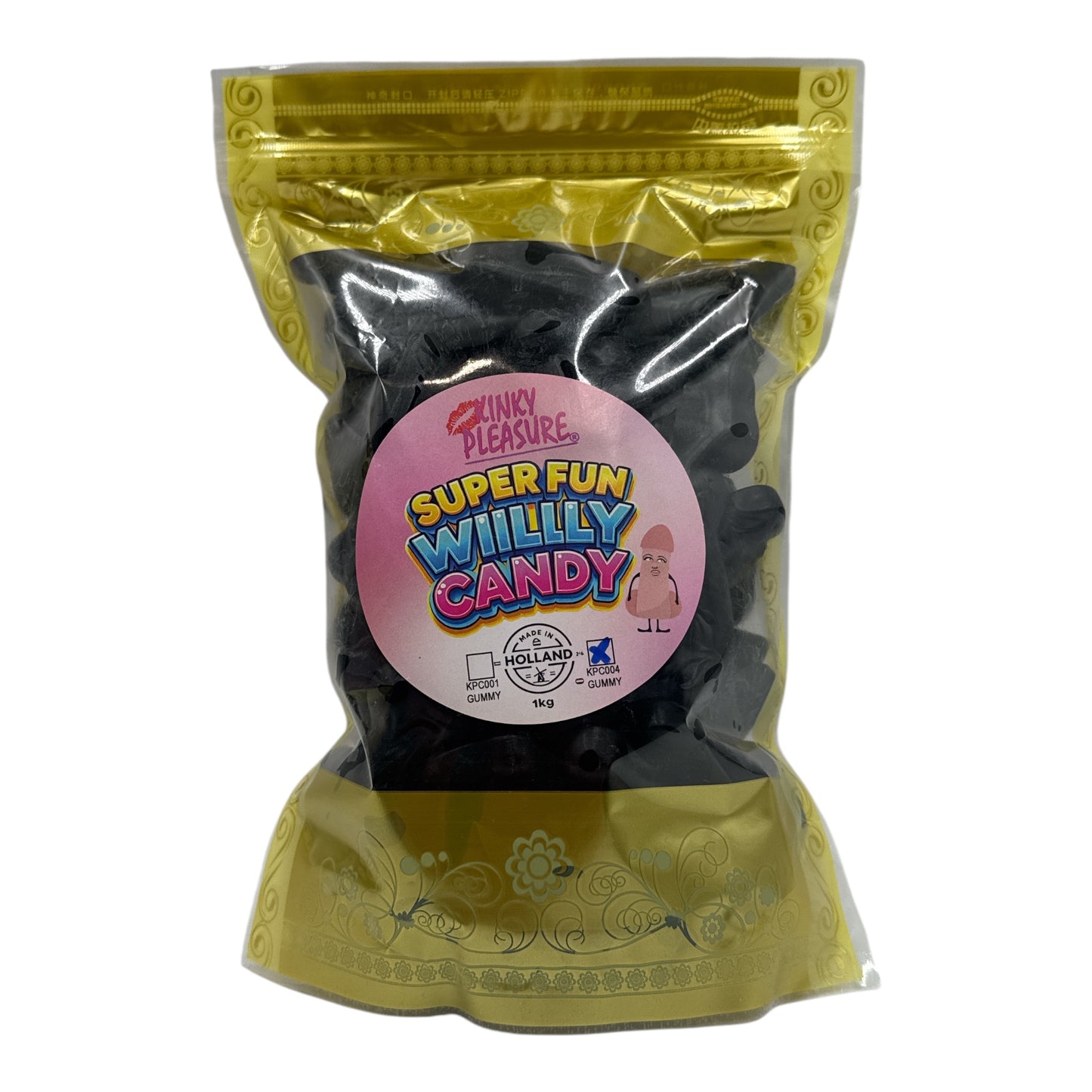 Kinky Pleasure - KPC004 - Super Fun Willy Candy In Glass Display Jar  - Liquorice - 1KG