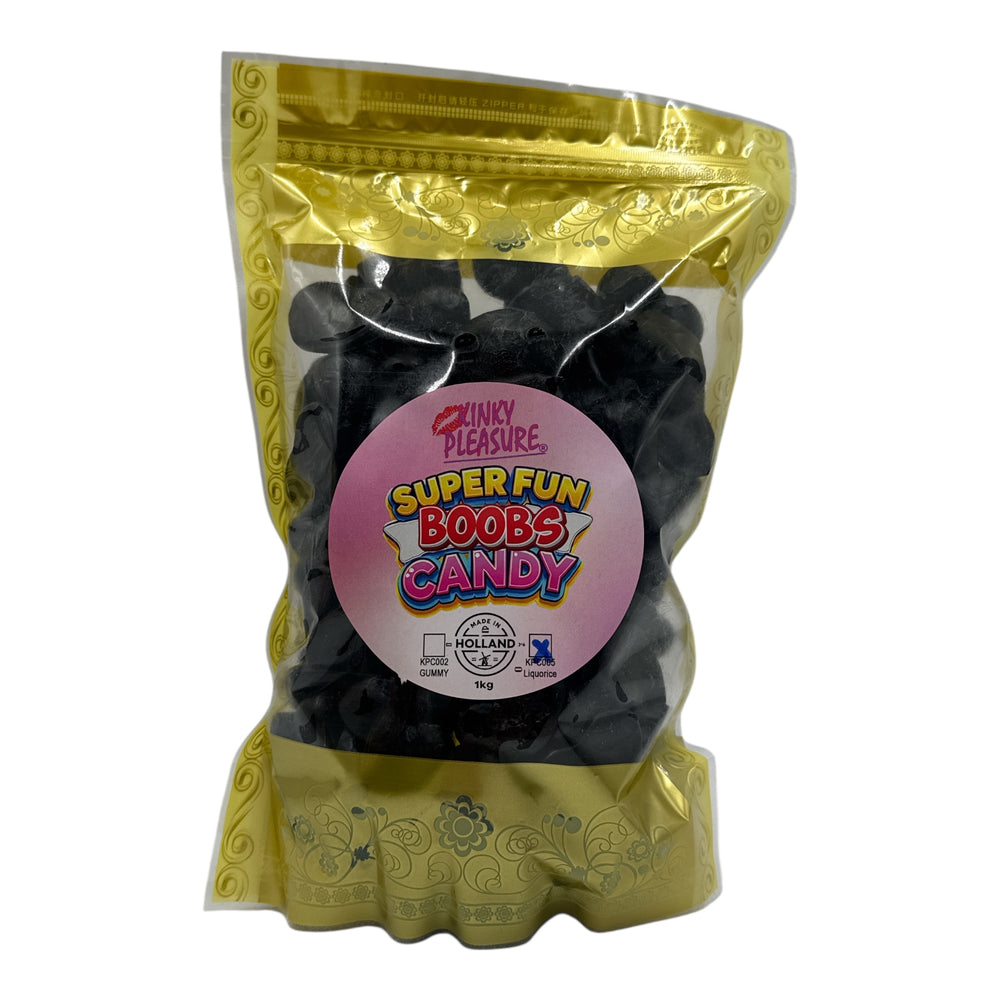 Kinky Pleasure - KPC005 - Super Fun Boobs Candy In Glass Display Jar  - Liquorice - 1KG