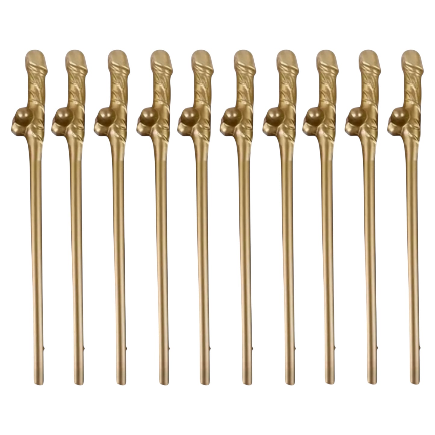 Kinky Pleasure - KP007 - Penis Straws - 10pcs - Gold - New Package