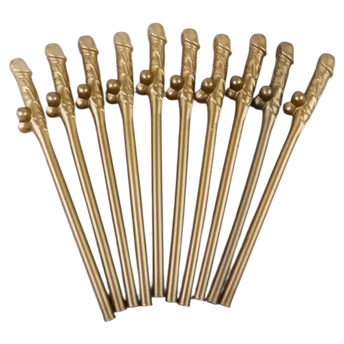 Kinky Pleasure - KP007 - Penis Straws - 10pcs - Gold - New Package