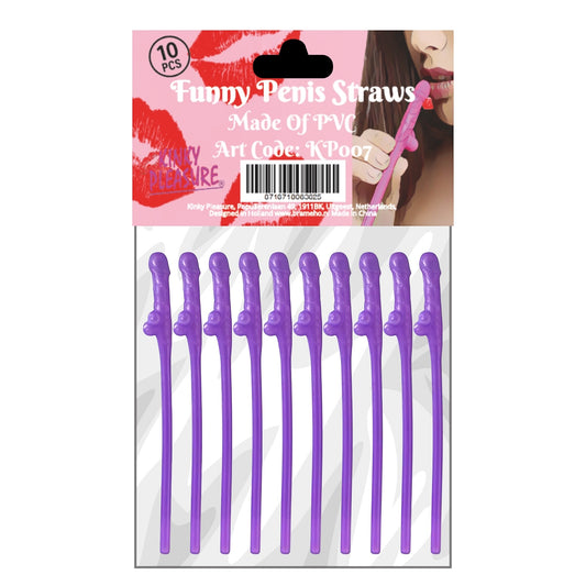 Kinky Pleasure - KP007 - Penis Straws 10pcs -  Purple - New Package