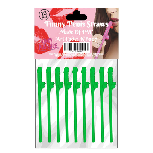 Kinky Pleasure - KP007 - Penis Straws - 10pcs - Green - New Package