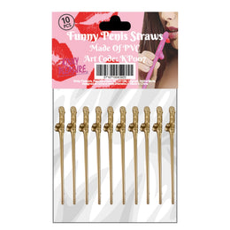Kinky Pleasure - KP007 - Penis Straws - 10pcs - Gold - New Package
