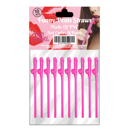 Kinky Pleasure - KP007 - Penis Straws 10pcs -  Dark Pink - New Package