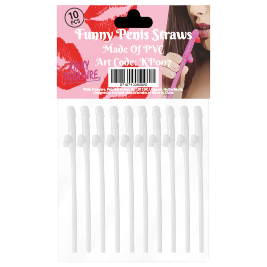 Kinky Pleasure - KP007 - Penis Straws - 10pcs - White - New Package