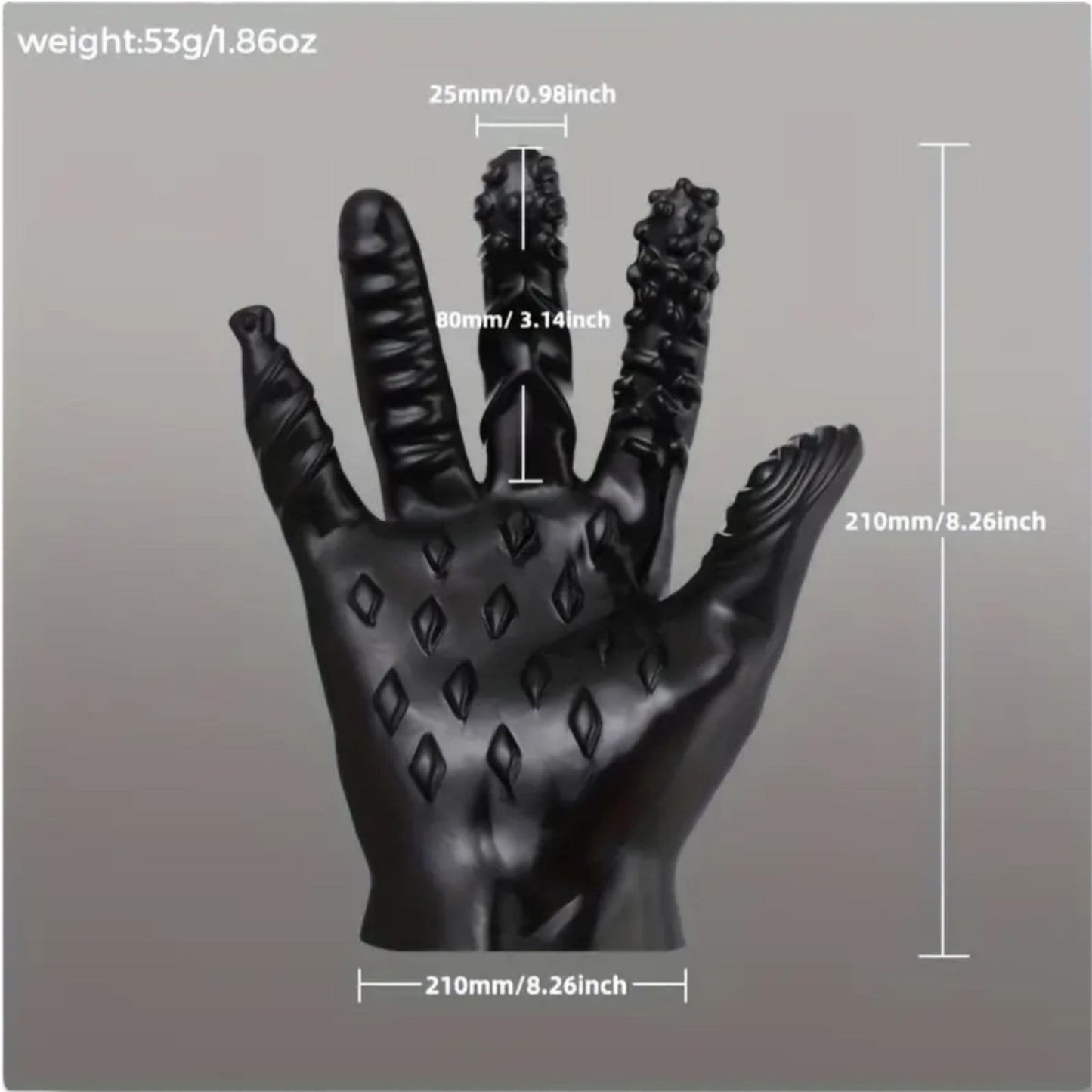 Kinky Pleasure - T163 - Finger Glove Black - 5 Different Styles in 1 Hand