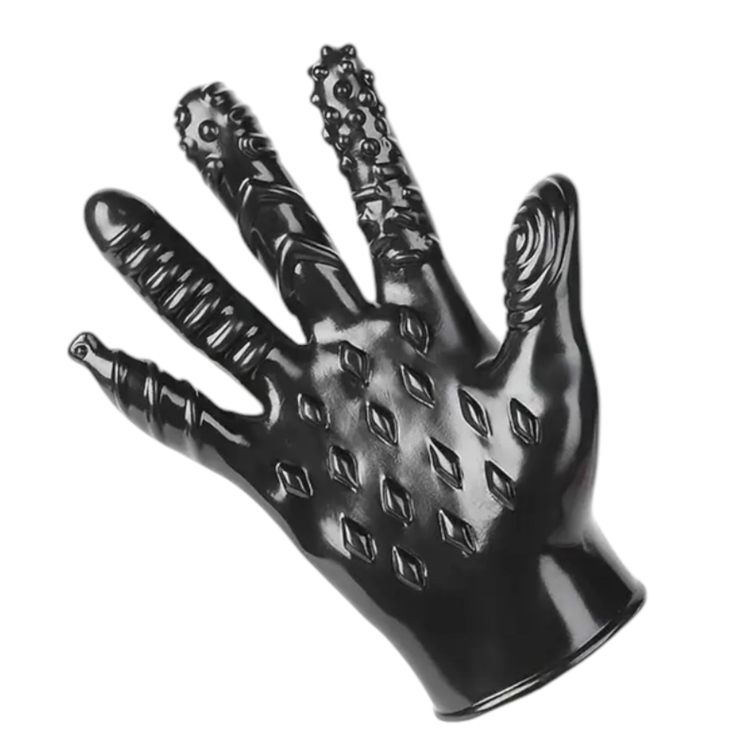 Kinky Pleasure - T163 - Finger Glove Black - 5 Different Styles in 1 Hand