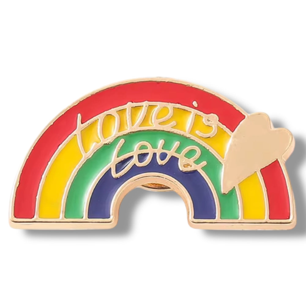 Kinky Pleasure - KPB024 - Badge / Pin - Rainbow Love is Love - Gold