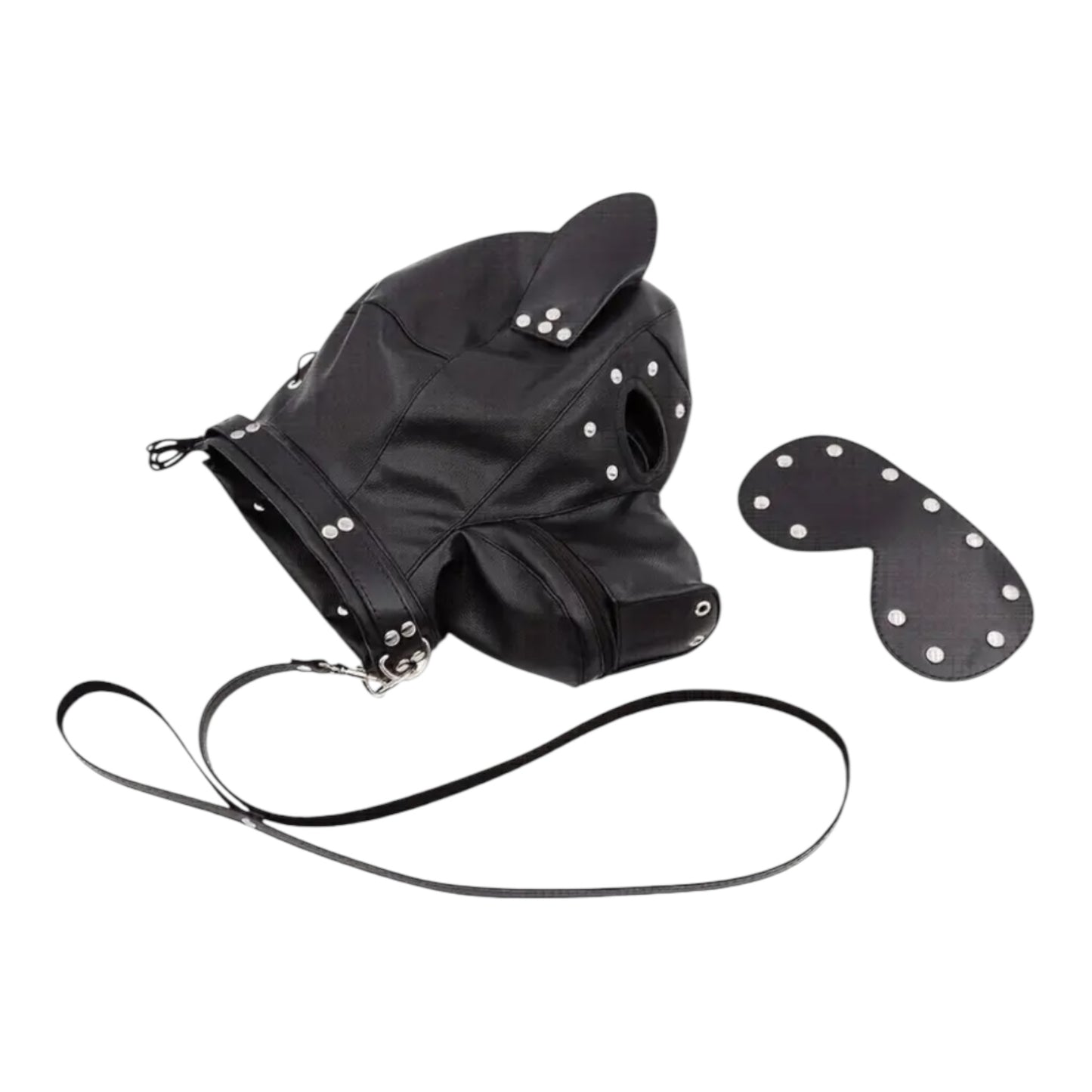 Kinky Pleasure - T227 - Puppy Play - Dog Mask With Leash – Black – Deluxe