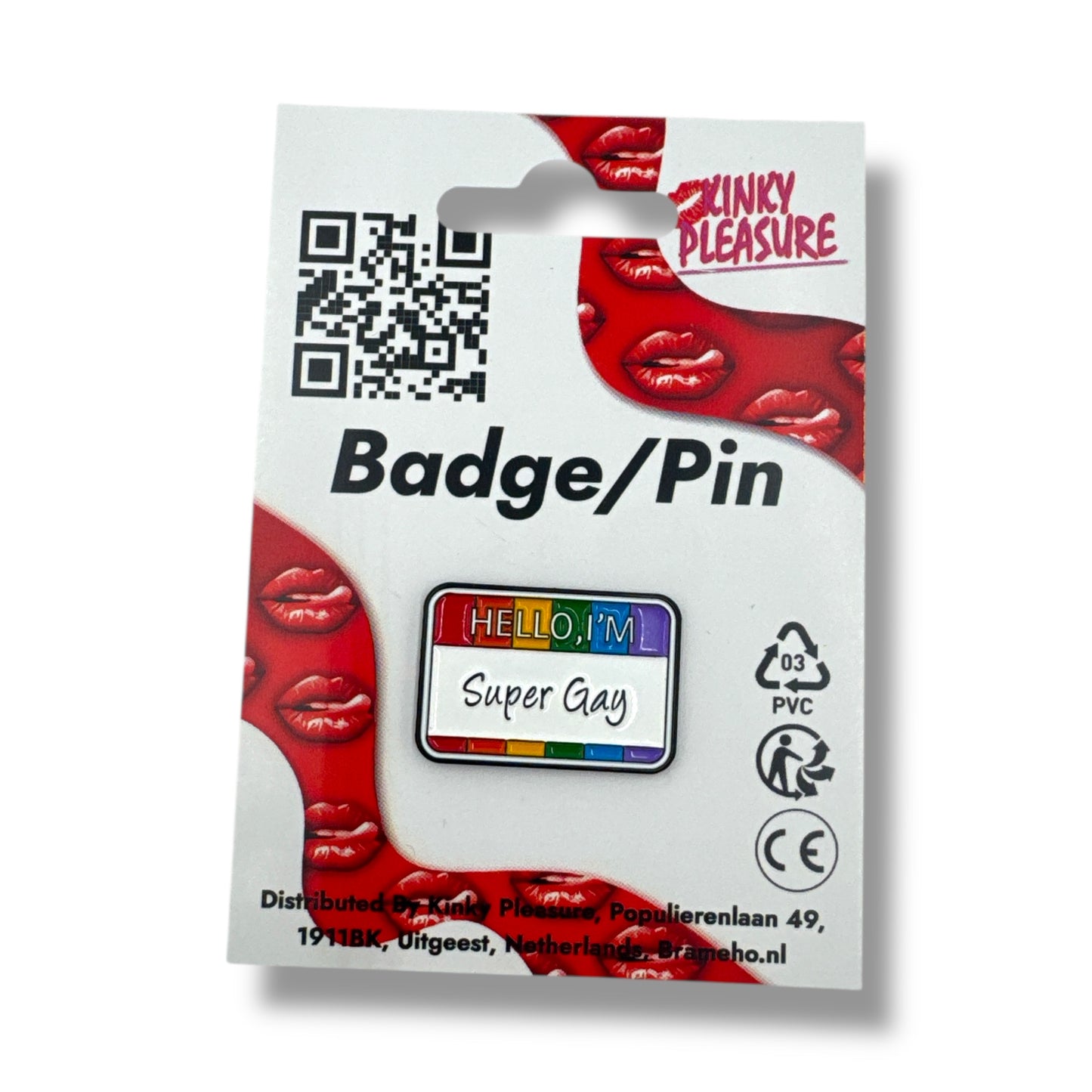Kinky Pleasure - KPB008 - Badge / Pin - Hello Im Super Gay - 2,1x3cm
