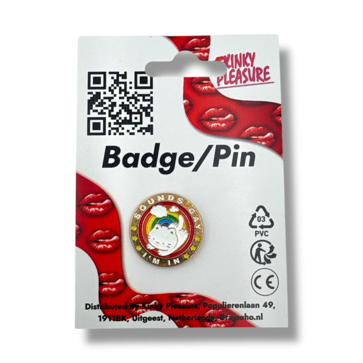 Kinky Pleasure - KPB014 - Badge / Pin - Sound Gay Im In With Cat - 2,5x2,5cm