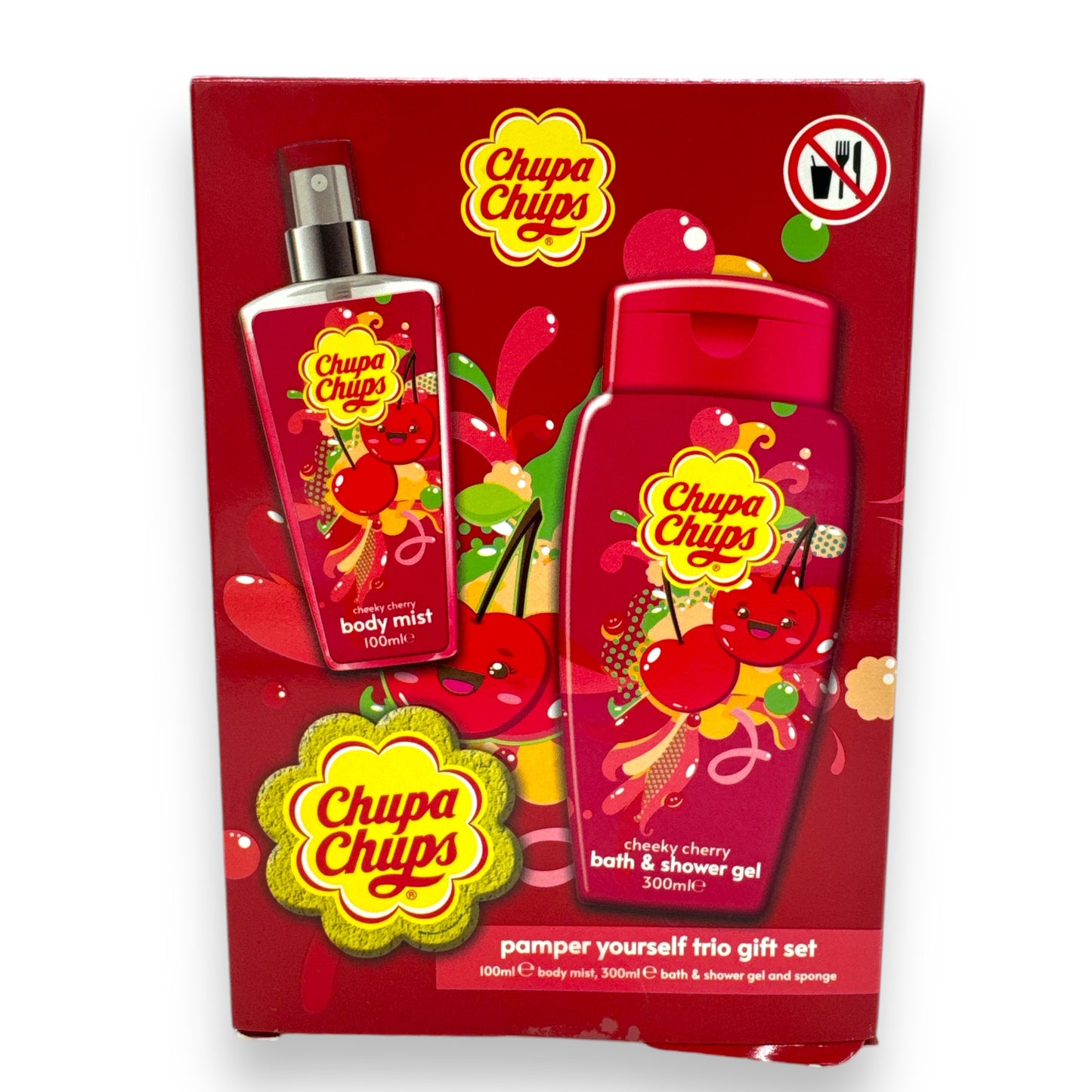 Kinky Pleasure - AC166 - Chupa Chups Bath Shower And Gel And Body Mist + Sponge - Cheeky Cherry