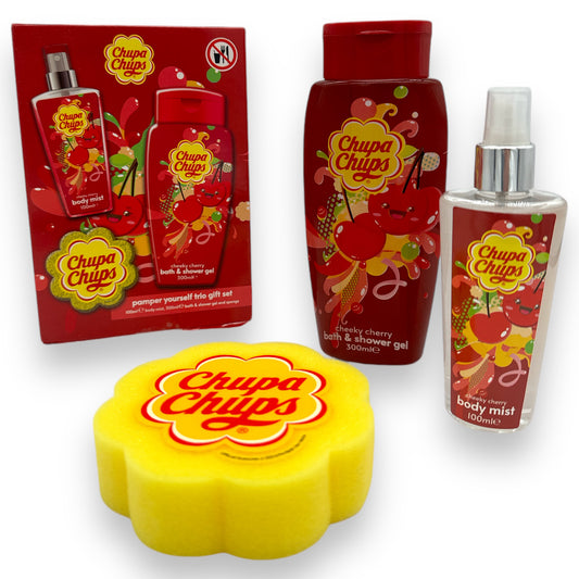 Kinky Pleasure - AC166 - Chupa Chups Bath Shower And Gel And Body Mist + Sponge - Cheeky Cherry