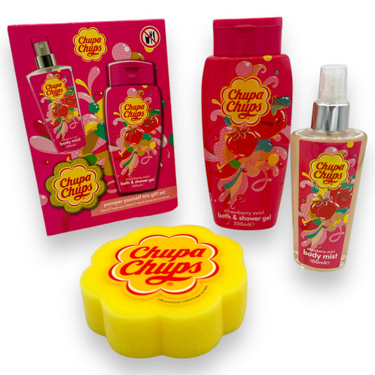 Kinky Pleasure - AC166 - Chupa Chups Bath Shower And Gel And Body Mist + Sponge Strawberry Swirl