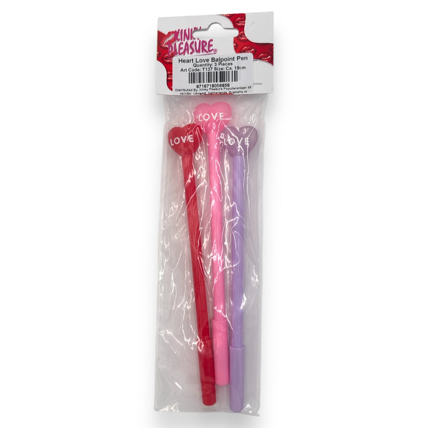 Kinky Pleasure - T137 - Heart Love Ballpoint Pens - 3 Pieces