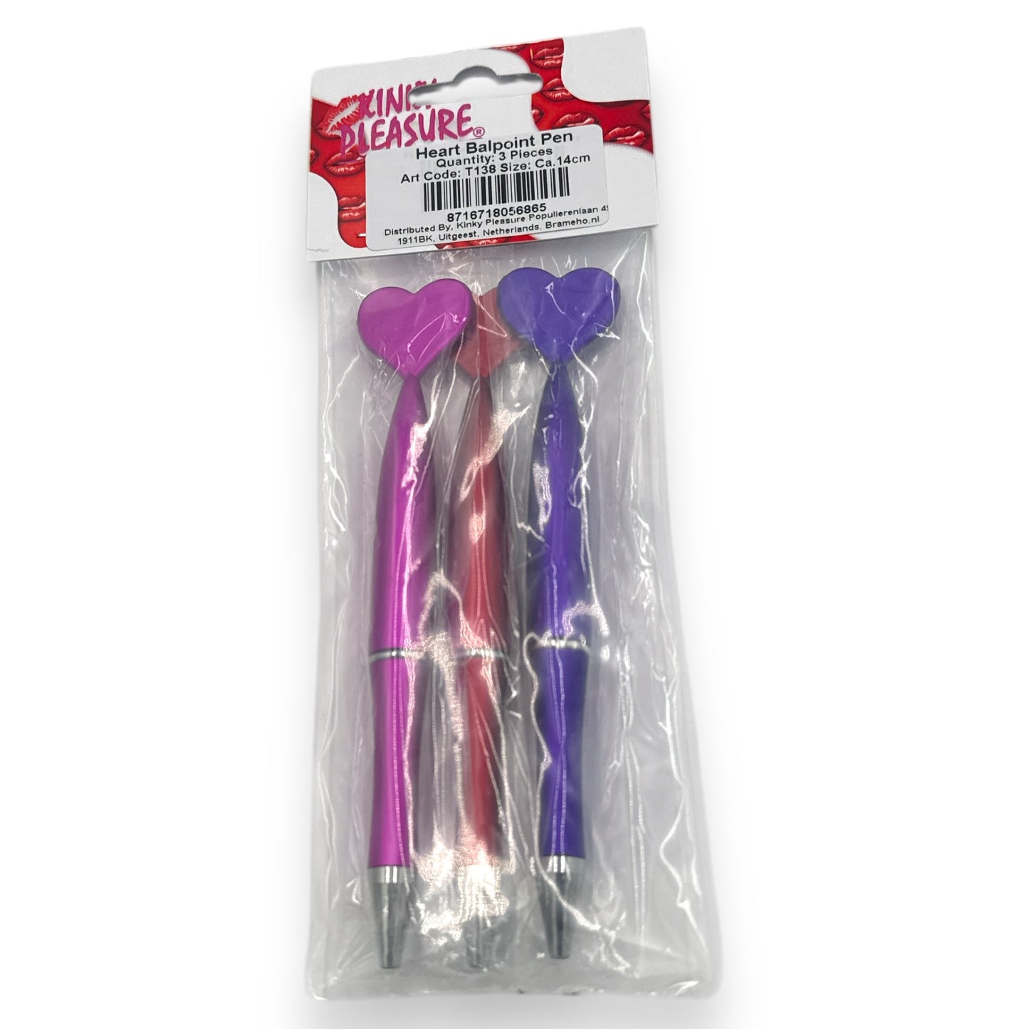 Kinky Pleasure - T138 - Heart Ballpoint Pens - Ca. 14cm - 3 Pieces