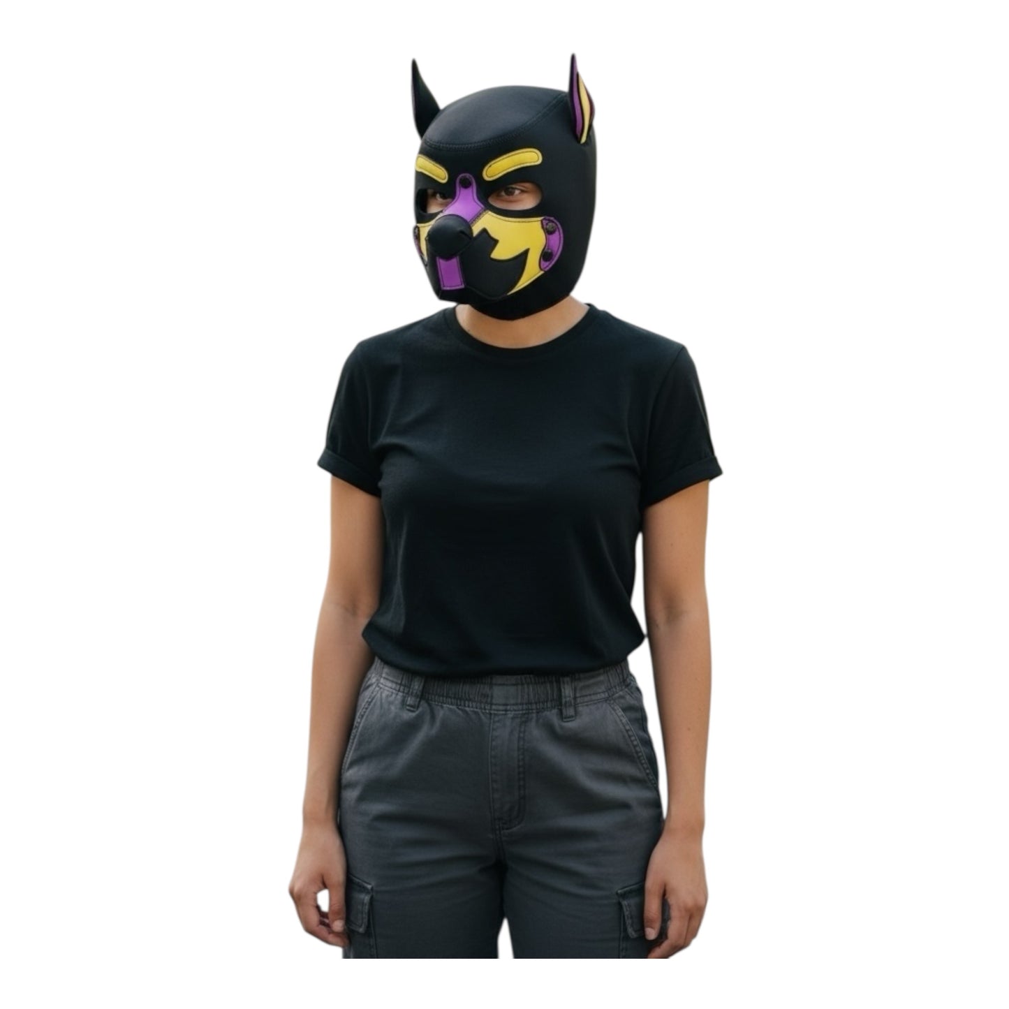 Kinky Pleasure – KPPP007 – Puppy Play Dog Mask - Deluxe  –  Purple/Yellow