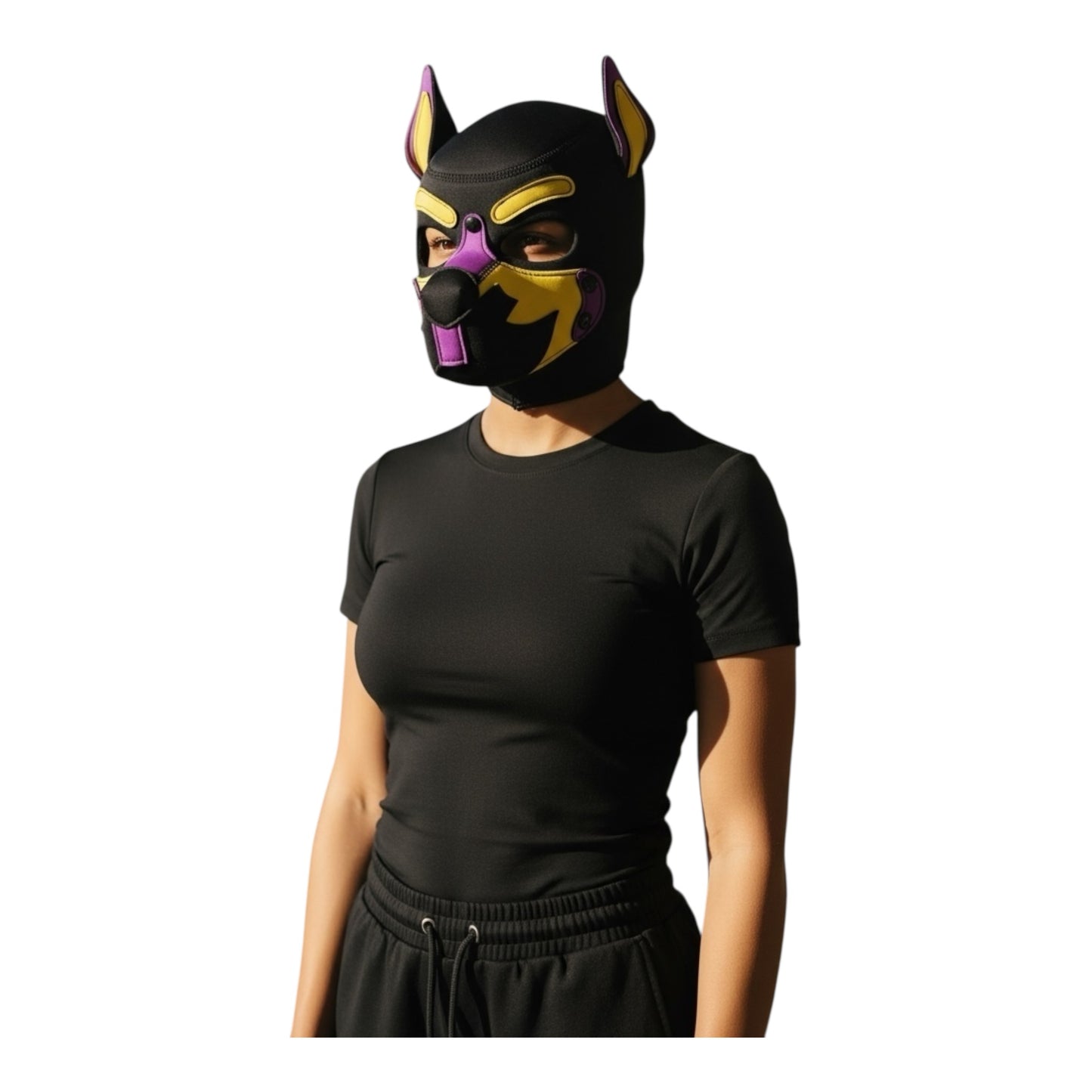 Kinky Pleasure – KPPP007 – Puppy Play Dog Mask - Deluxe  –  Purple/Yellow