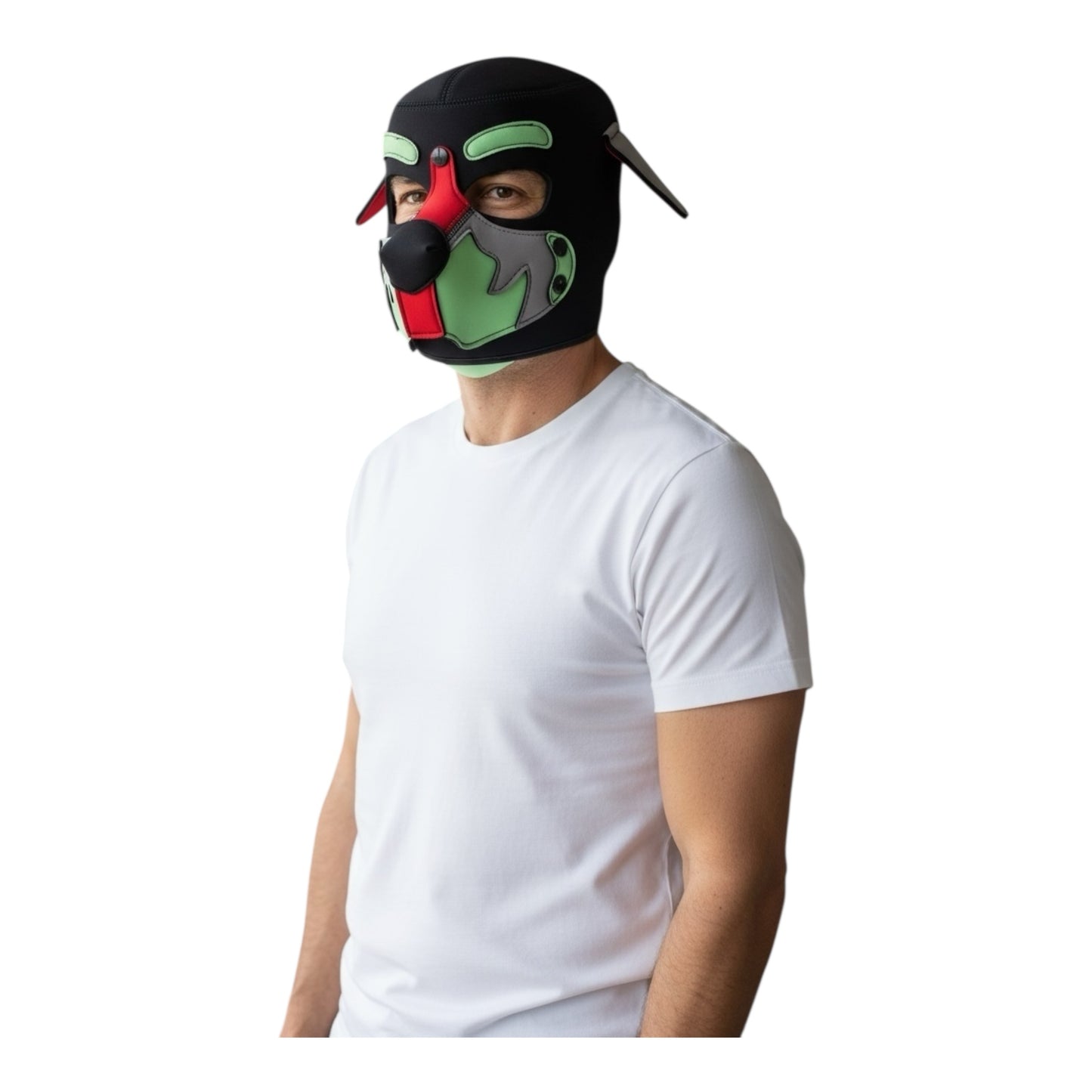 Kinky Pleasure – KPPP008 – Puppy Play Dog Mask - Deluxe – Red/Green
