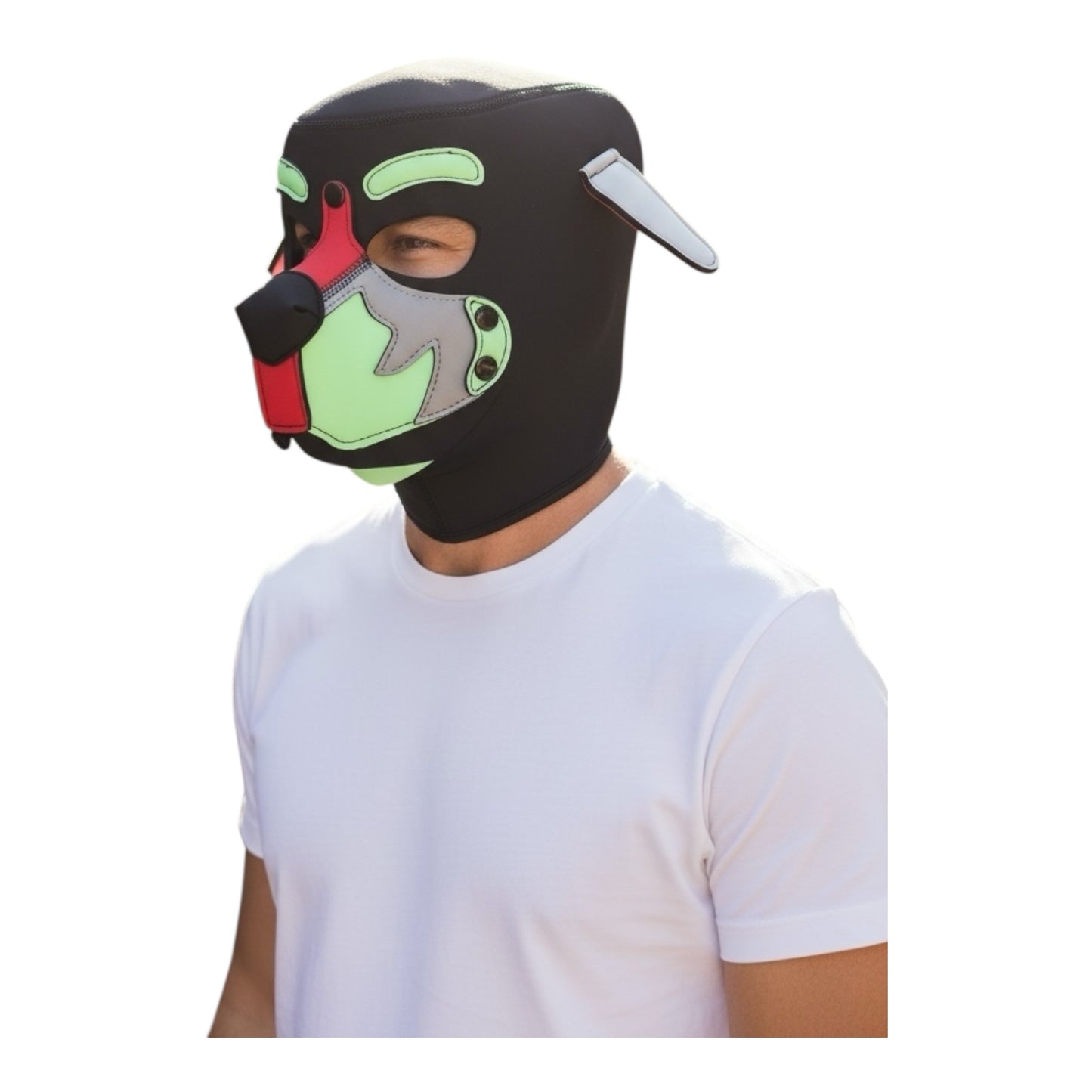 Kinky Pleasure – KPPP008 – Puppy Play Dog Mask - Deluxe – Red/Green