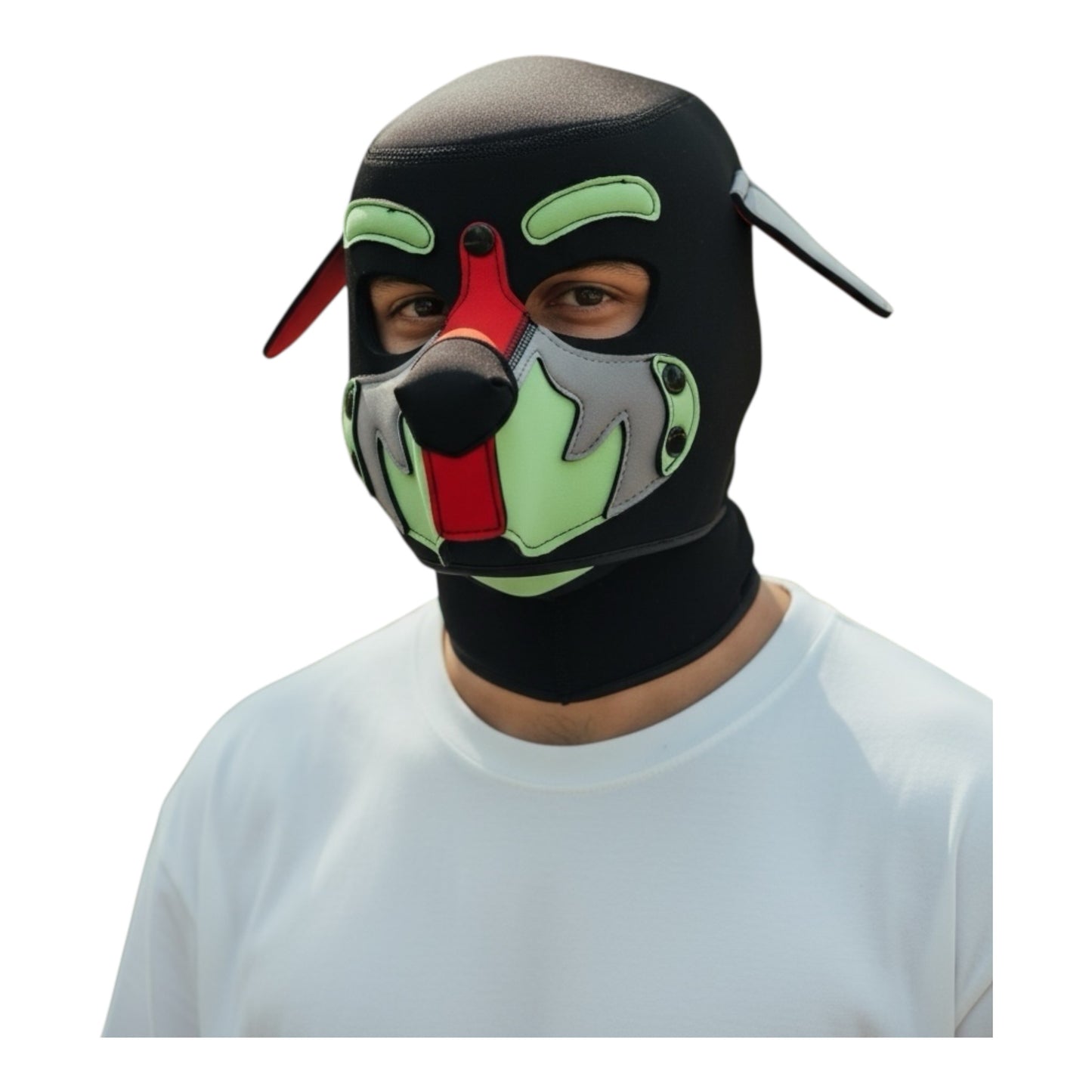 Kinky Pleasure – KPPP008 – Puppy Play Dog Mask - Deluxe – Red/Green