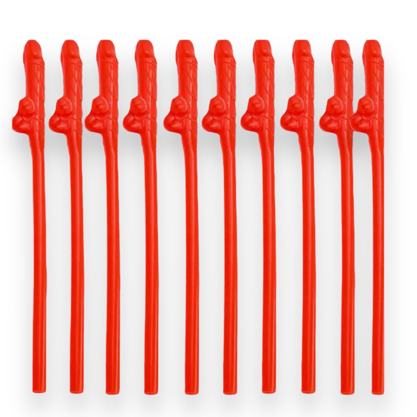 Kinky Pleasure - KP007 - Penis Straws - 10pcs - Red - New Package