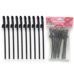 Kinky Pleasure - KP007 - Penis Straws - 10pcs - Black - New Package
