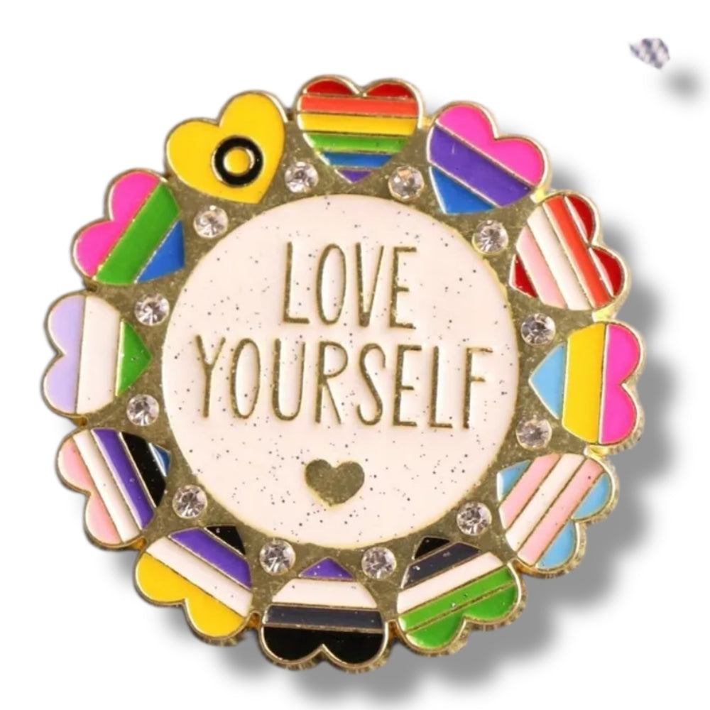 Kinky Pleasure - KPB045 - Badge / Pin - Love Yourself XXL - 4,5X4,5cm/ 1,77'x1,77 inch