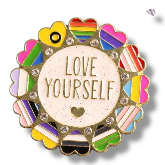 Kinky Pleasure - KPB045 - Badge / Pin - Love Yourself XXL - 4,5X4,5cm/ 1,77'x1,77 inch