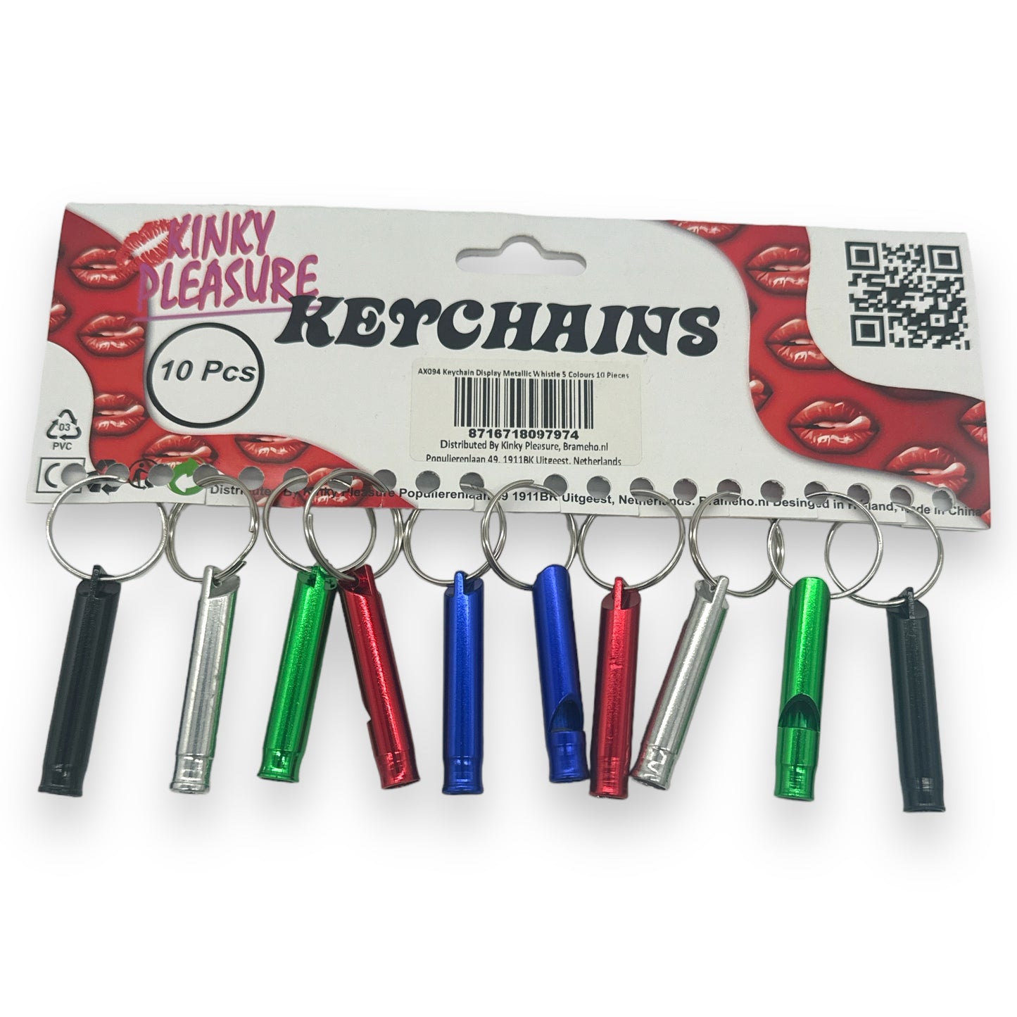 Kinky Pleasure - AX094 - Keychain - Mini Whistle - 5 Colours