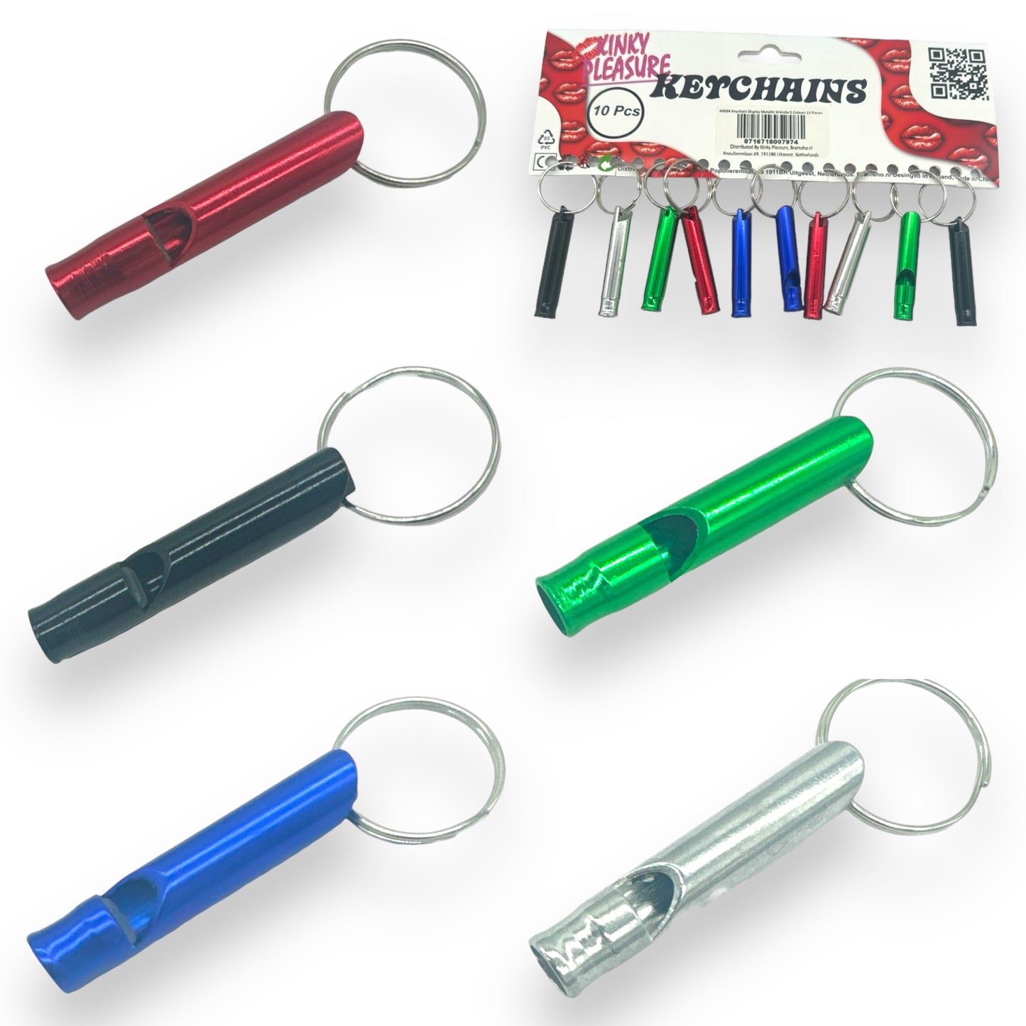 Kinky Pleasure - AX094 - Keychain - Mini Whistle - 5 Colours