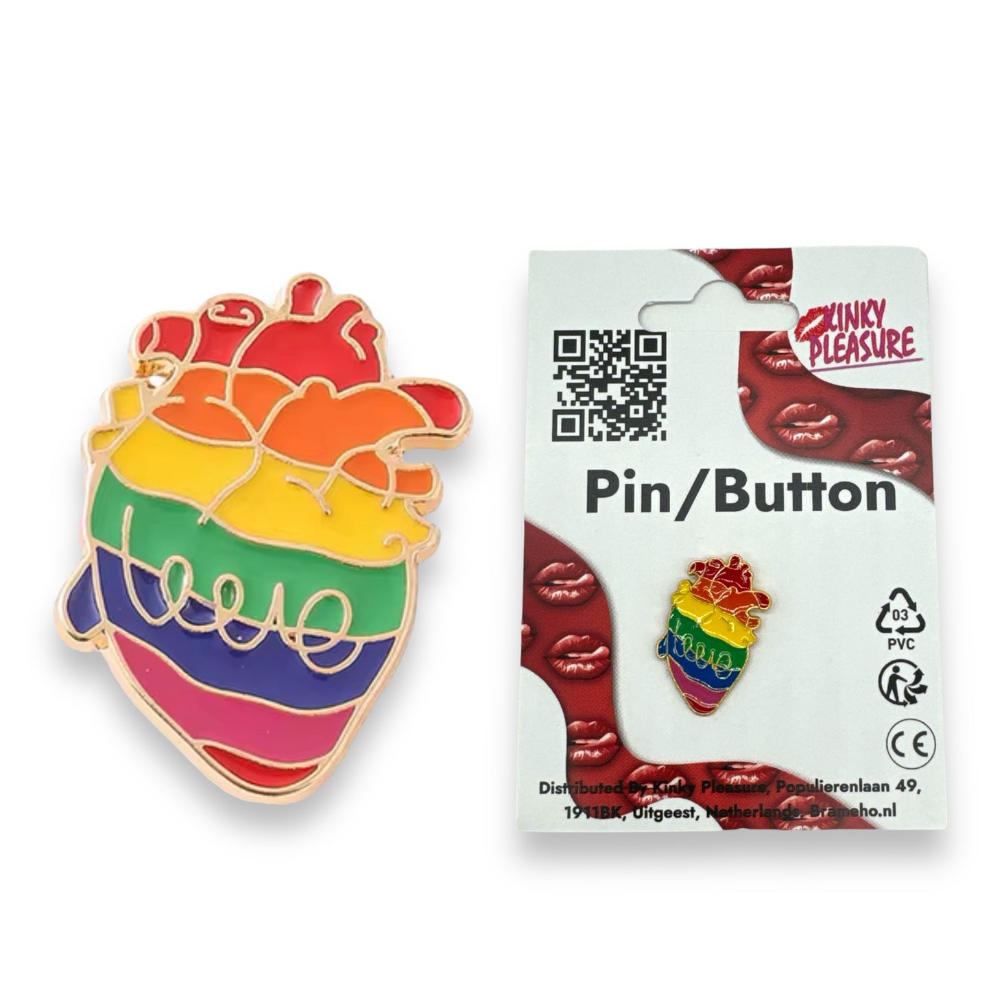 Kinky Pleasure - KPB036 - Badge / Pin - Real Heart With Love