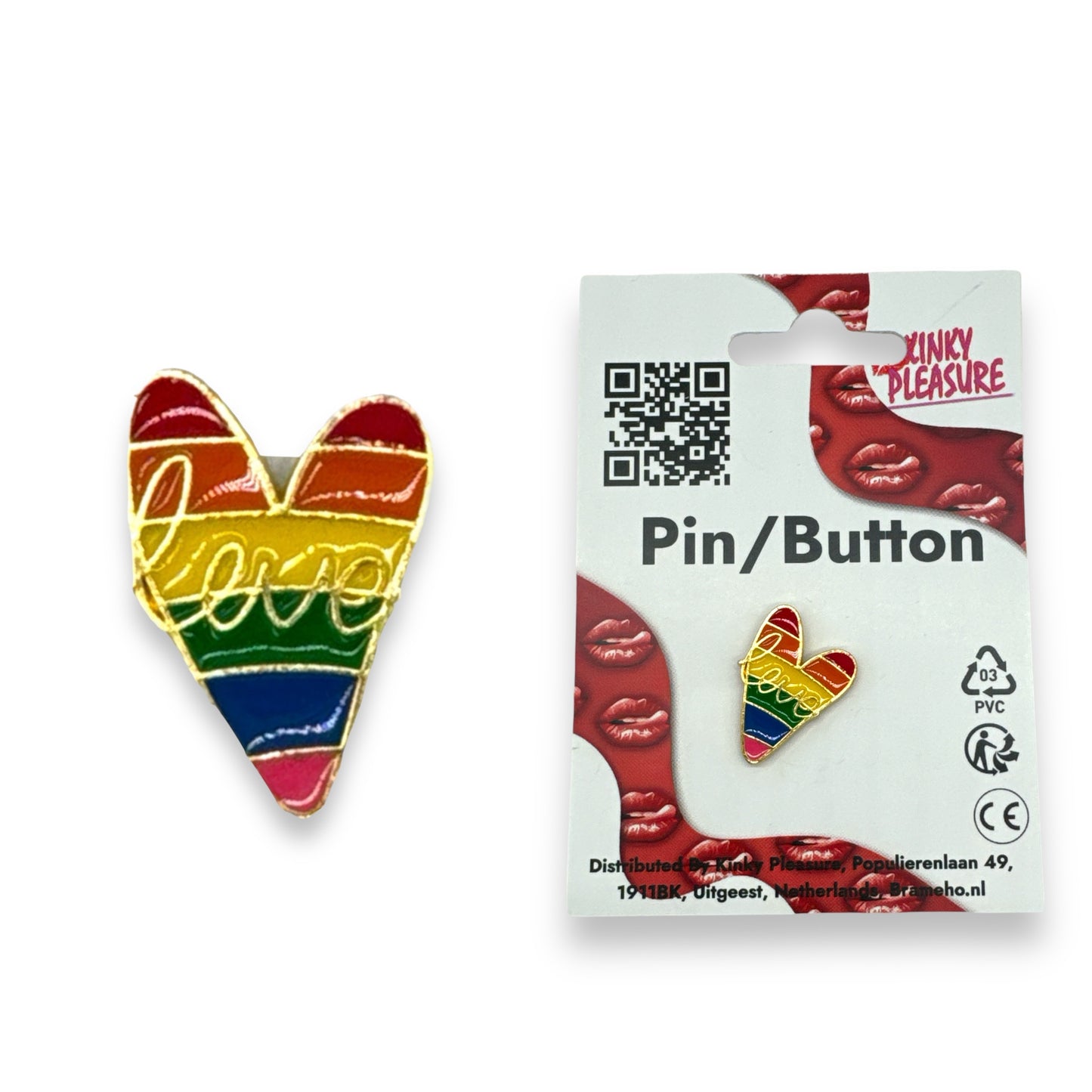 Kinky Pleasure - KPB023 - Badge / Pin - Heart Love - Gold