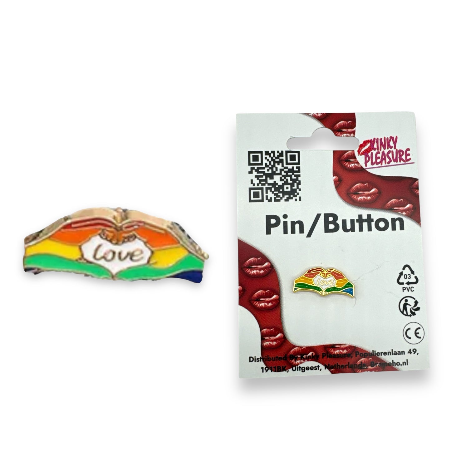 Kinky Pleasure - KPB021 - Badge / Pin - Hands Love - Gold