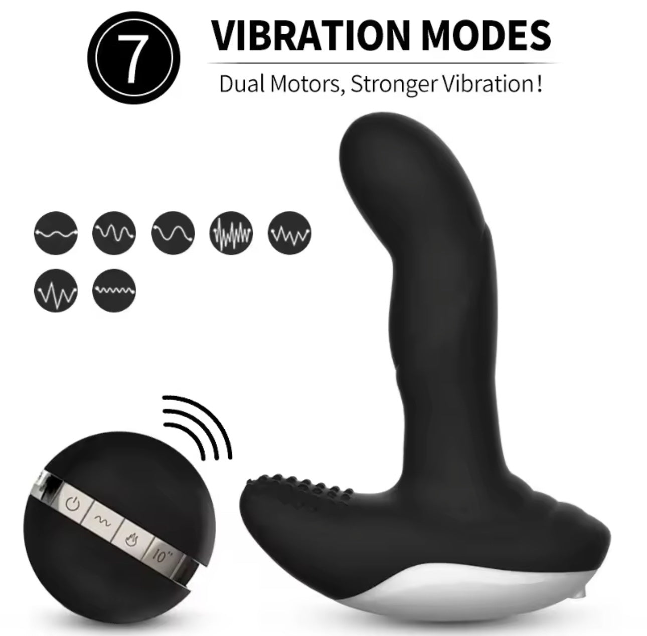 Luxury Play - LP06 - Prostate Stimulator - Silicone Usb Massager -  7 Function - Pulsator - Heating - Black