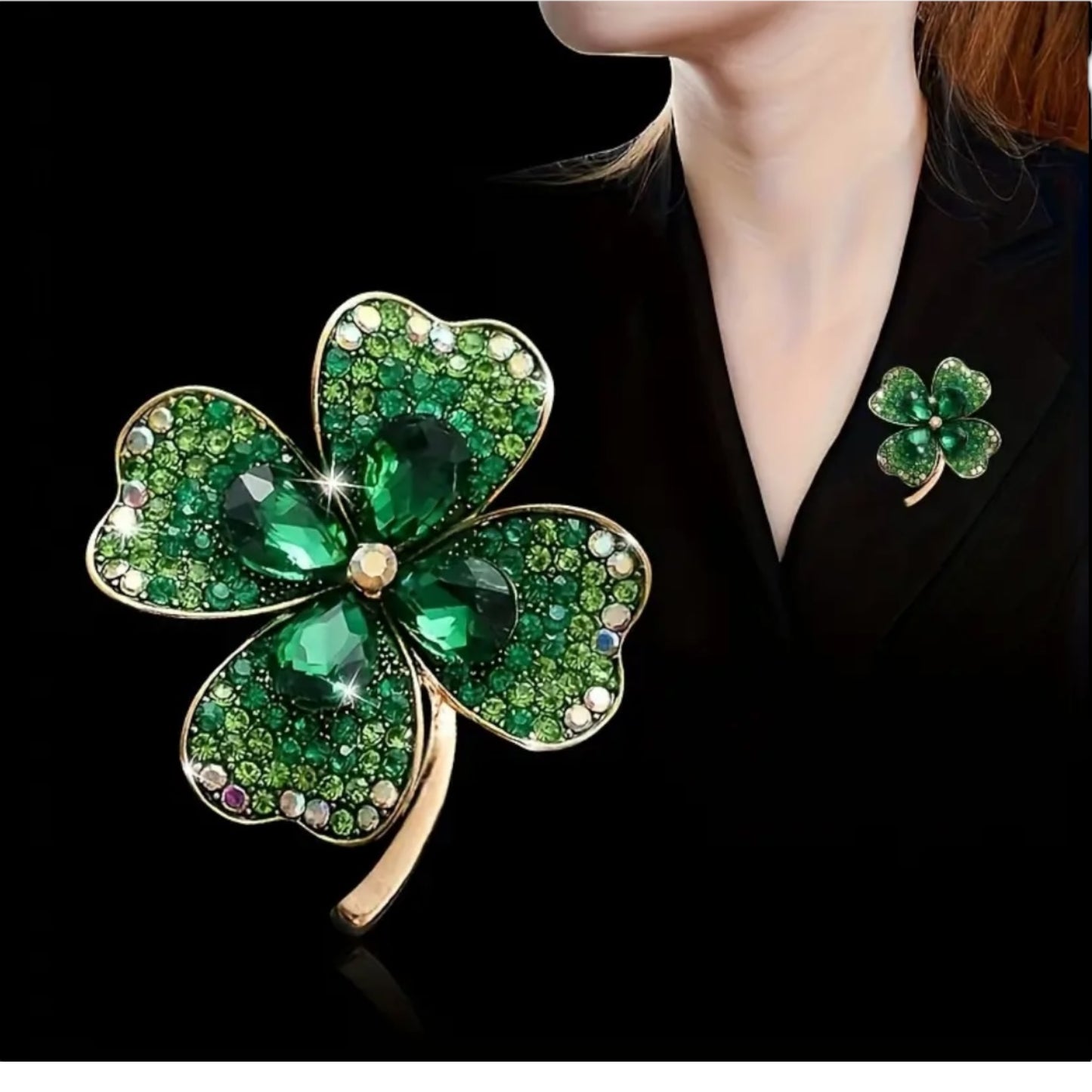 Kinky Pleasure - KPB071 - Badge / Pin - Shamrock Lucky Flower Green XL