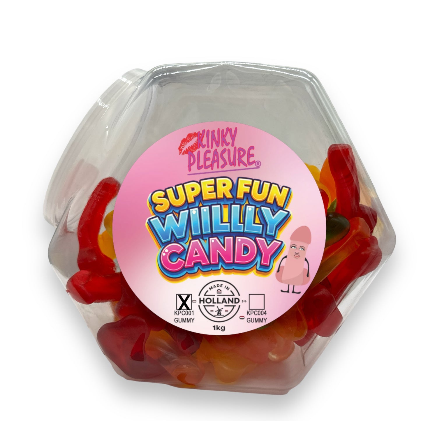 Kinky Pleasure - KPC001 - Super Fun Willy Candy In Glass Display Jar - Gummy's - 1KG