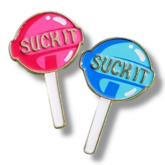 Kinky Pleasure - KPB081 - Metal Pin - Suck It Lolly Blue & Pink