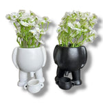 Kinky Pleasure - T184 - Flower Pot – White and Black – 14 x 10.5 cm