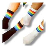 Kinky Pleasure - T206 - Pride Theme Rainbow Socks In Black And White