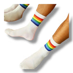 Kinky Pleasure - T206 - Pride Theme Rainbow Socks In Black And White