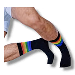 Kinky Pleasure - T206 - Pride Theme Rainbow Socks In Black And White