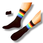 Kinky Pleasure - T206 - Pride Theme Rainbow Socks In Black And White