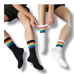 Kinky Pleasure - T206 - Pride Theme Rainbow Socks In Black And White